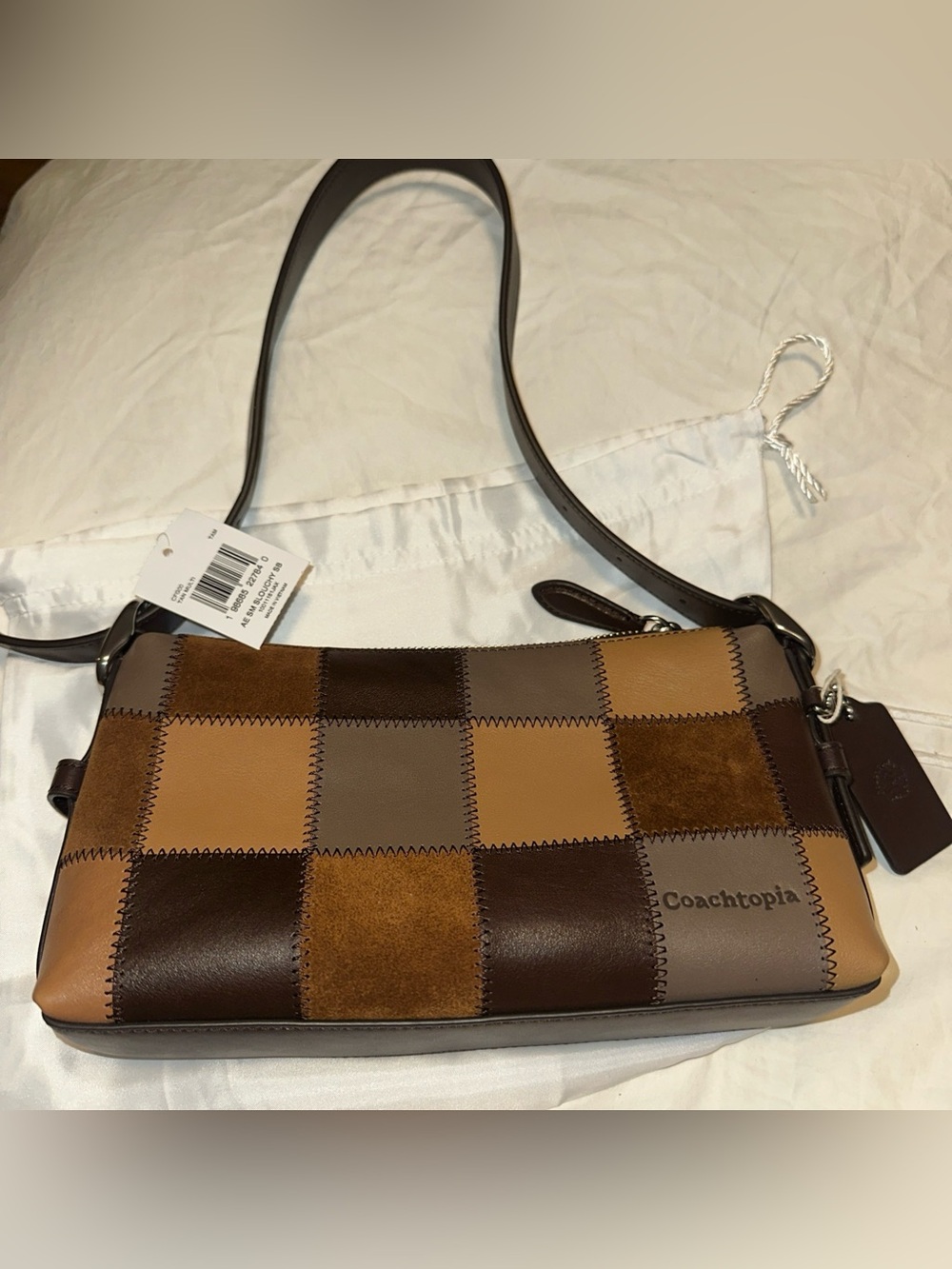 COACH Coachtopia Alter Ego Small Slouchy Shoulder Bag Checkerboard Leather NWT
